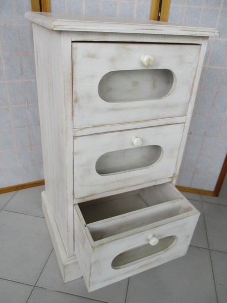 CASSETTIERA DACAPATA BIANCO SHABBY CHIC TEAK MASSELLO MJ183